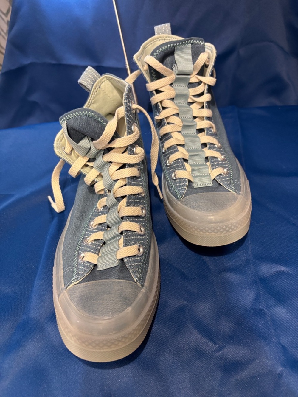 High-Top Women's Sneakers in Slate Blue and Cream